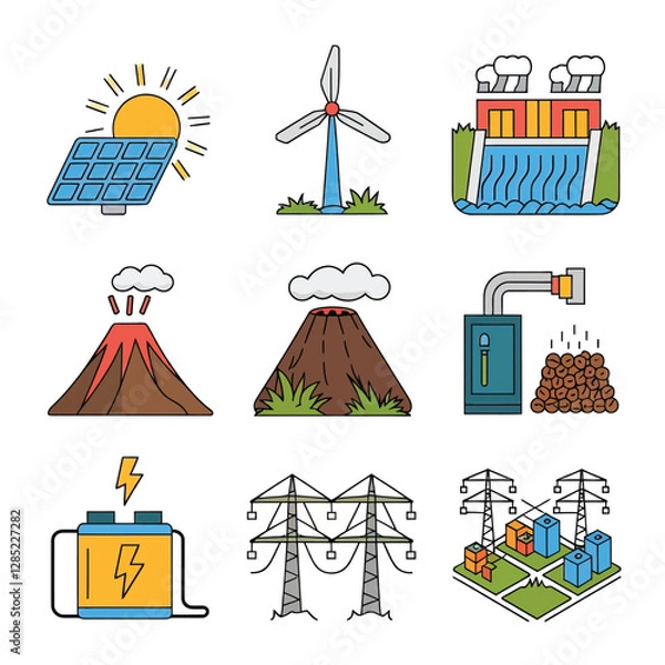 Obraz 2d vector environment Collection Solar Panel icon Symbolizing clean and renewable solar energy.