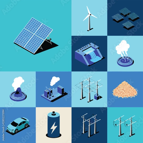 Obraz 2d vector environment Collection Solar Panel icon Symbolizing clean and renewable solar energy.