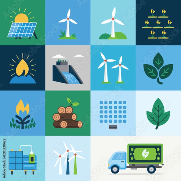 Obraz 2d vector environment Collection Solar Panel icon Symbolizing clean and renewable solar energy.