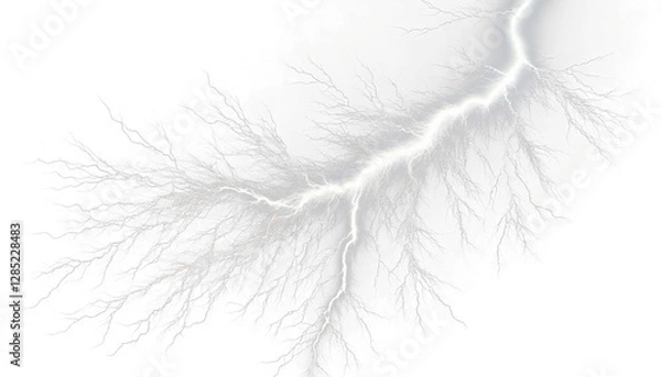 Fototapeta Stunning White Lightning on a Pure White Background
