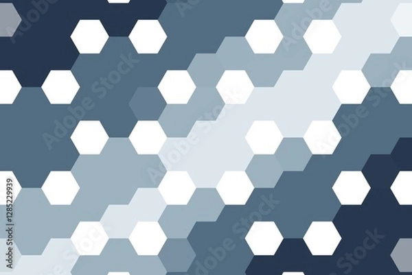 Fototapeta Abstract hexagonal grid in blue and navy soft tones, forming a geometric honeycomb pattern with structured symmetry. Modern tile concept
