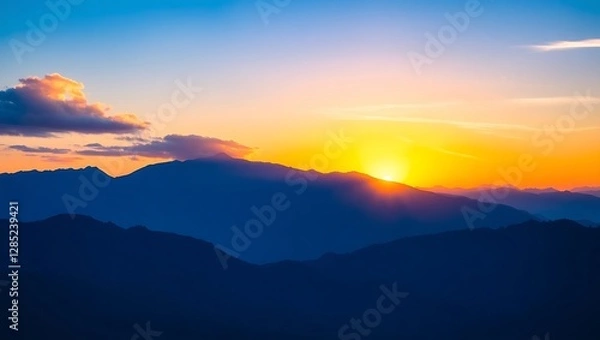 Fototapeta Mesmerizing Sunrise Over Blue Mountains: Serene Horizon for Smartphone Background