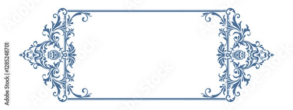 Fototapeta Baroque flourish frame is ornamented with scrolls and decorative leaves, classic vector style