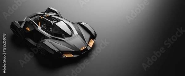 Fototapeta Sleek Black Sport Car with Modern Design on Minimalist Background for Automotive Enthusiasts and Designers