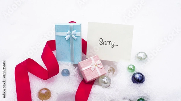 Fototapeta Gift boxes, paper, Word on paper, text on paper sticker, note, w