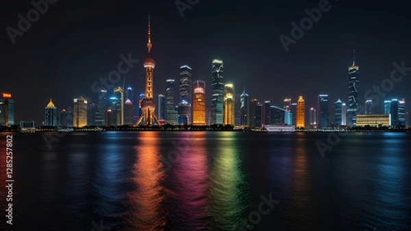 Fototapeta shanghai skyline at night