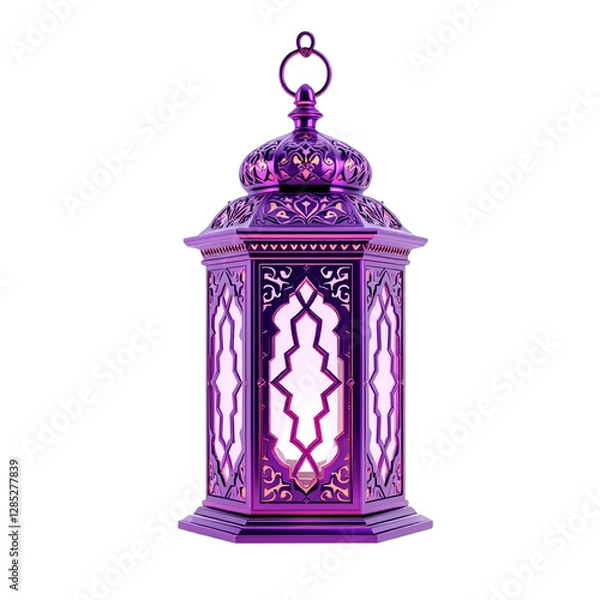 Obraz Purple Ramadhan Lantern Isolated On White Background. AI Generation