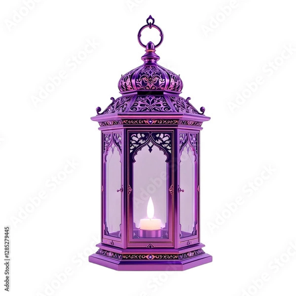 Obraz Purple Ramadhan Lantern Isolated On White Background. AI Generation
