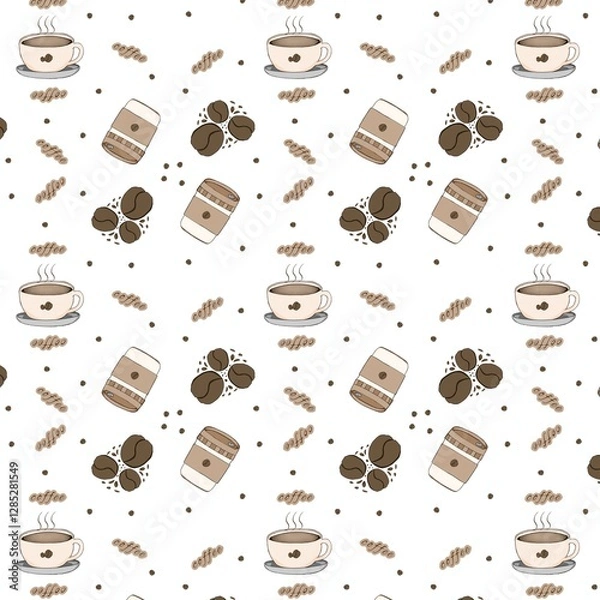 Fototapeta Seamless pattern with a coffee theme 