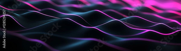 Fototapeta Sleek abstract backdrop with flowing waves in black and pink tones