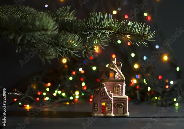 Obraz Christmas gifts under a pine tree