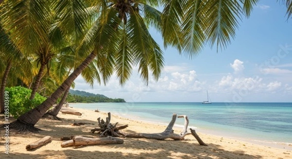 Obraz tropical beach with coconut palm trees