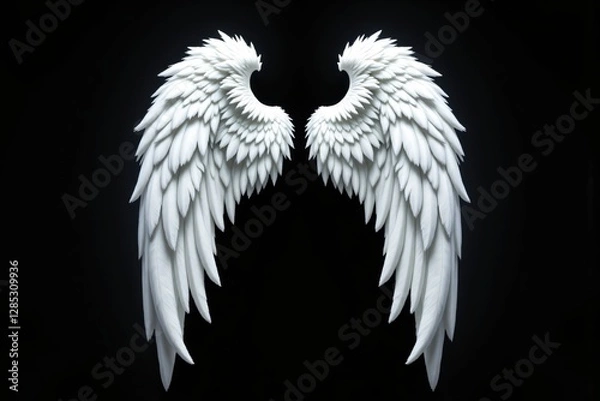 Obraz Elegant White Angel Wings on Dark Background