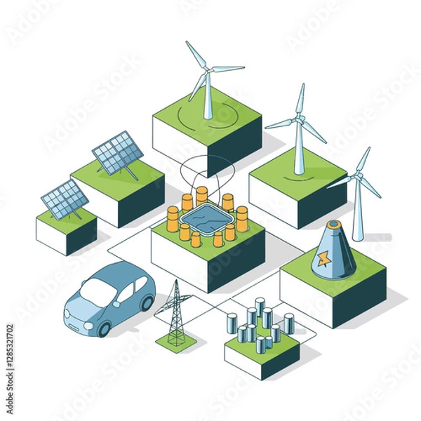 Fototapeta 2d vector environment Collection Solar Panel icon Symbolizing clean and renewable solar energy.
