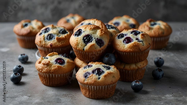 Fototapeta Generative AI Blueberry Muffins