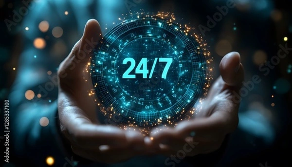 Obraz Glowing 24/7 Digital Service Sphere