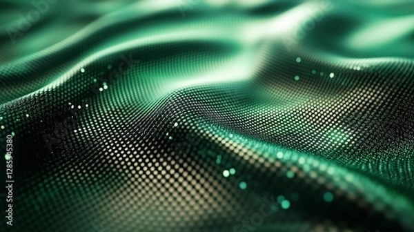 Fototapeta Abstract Green Digital Wave: A mesmerizing visual representation of data flow and digital texture.