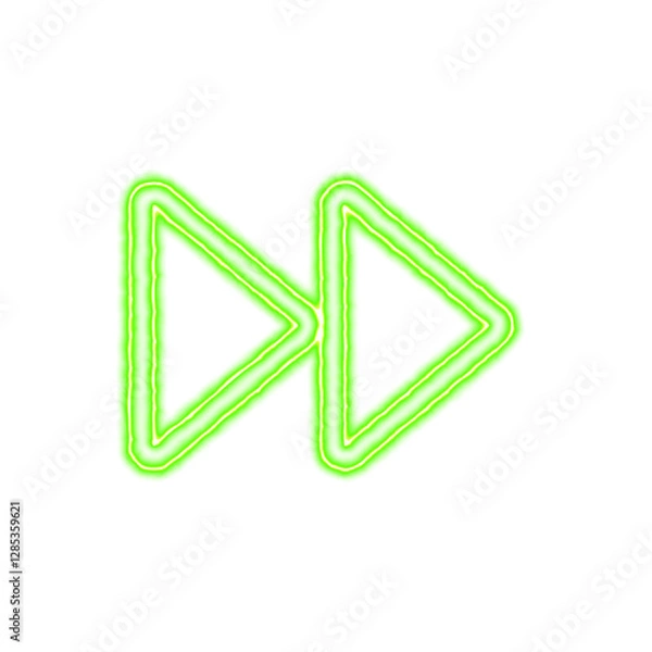 Fototapeta Icon forward from the flow of energy of green color. Shimmering neon