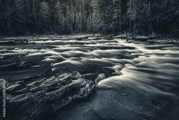 Obraz Black and white flowing river.