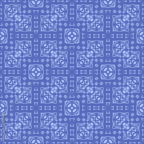 Fototapeta Blue Ornamental Seamless Line Pattern. Endless Texture. Oriental Geometric Ornament