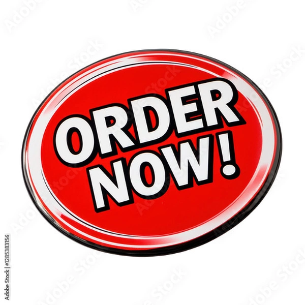 Fototapeta Isolated Glossy Red Button with 'Order Now!' in Bold Letters