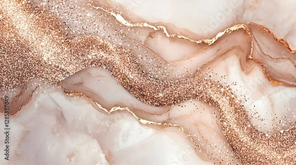 Fototapeta Rose Gold Glitter Marble Texture Background