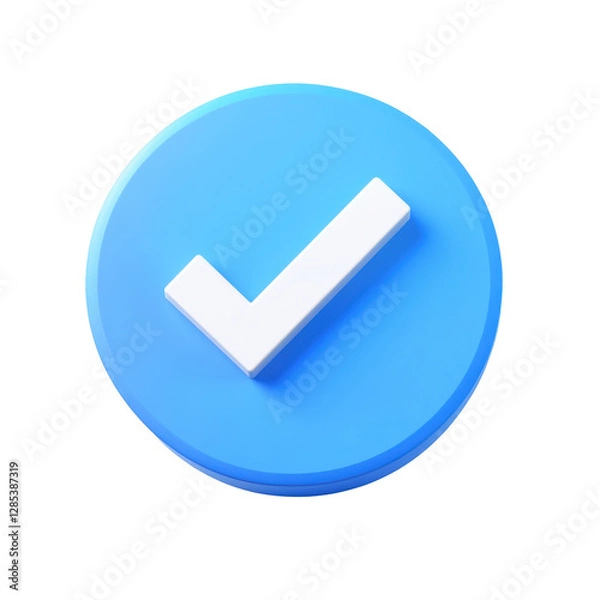 Obraz Isolated 3D Render of a Light Blue Verified Check Mark Icon