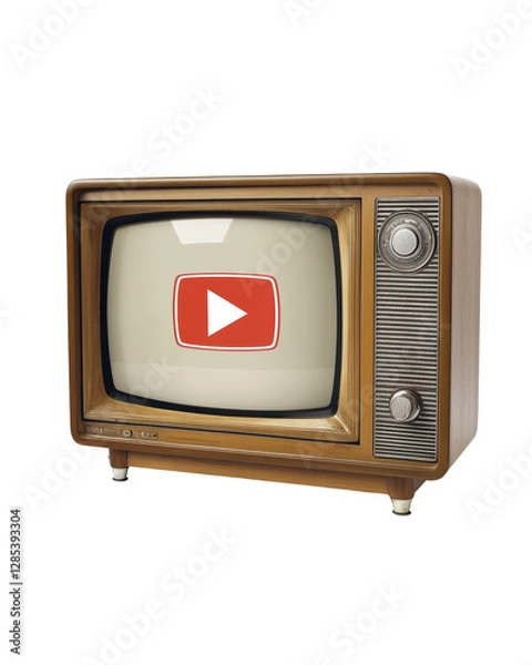Obraz Isolated Vintage Wooden Television Set Displaying Retro YouTube Logo