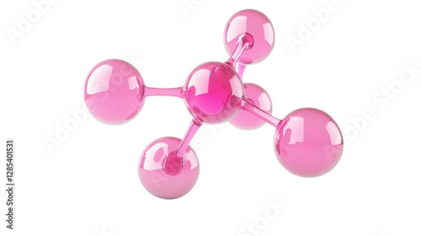 Fototapeta pink molecule structure 3d icon isolated on white background