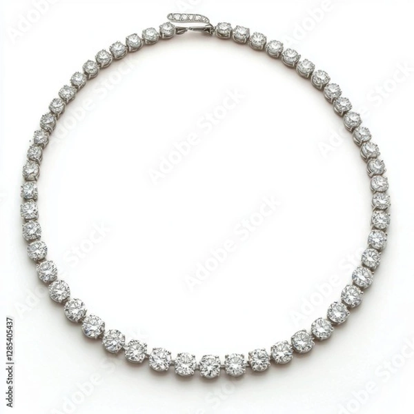 Fototapeta A diamond tennis necklace with a continuous row of sparkling diamonds, elegantly curved