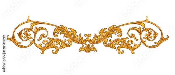 Fototapeta Vintage golden element with intricate scrolls for decorative design print in Baroque style