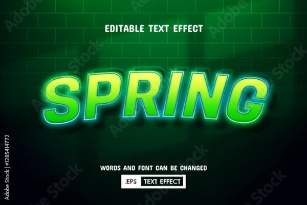 Fototapeta Spring text - editable green neon text effect