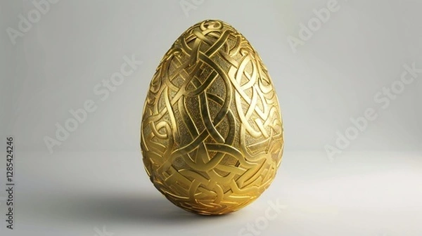 Obraz Intricate Golden Easter Egg with Ornate Patterns PNG