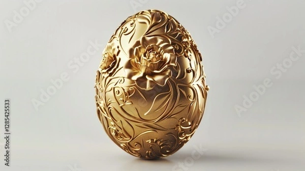 Obraz Intricate Golden Easter Egg with Ornate Patterns PNG