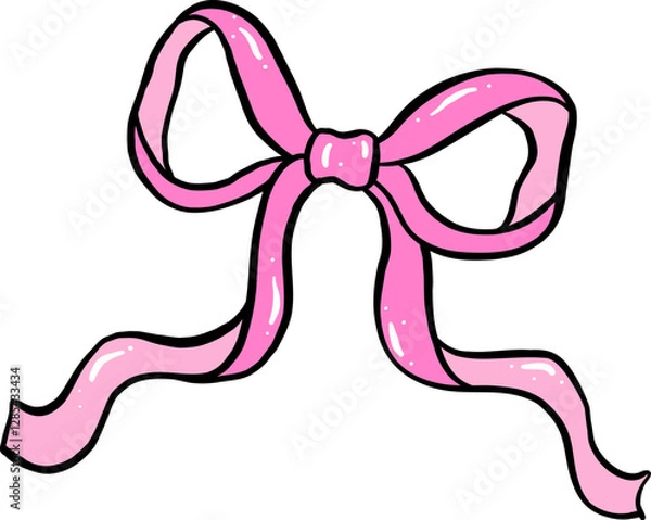 Fototapeta Retro Ribbon Bow Hand Drawn Doodle
