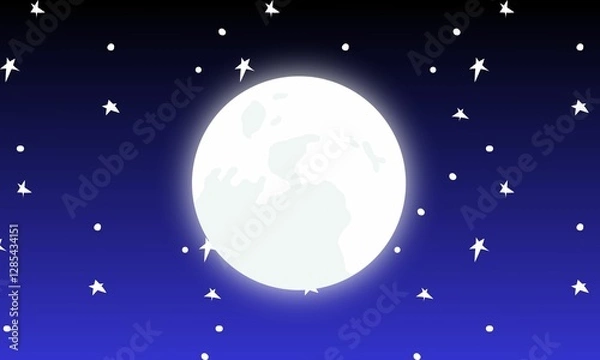 Fototapeta full moon in the starry night sky