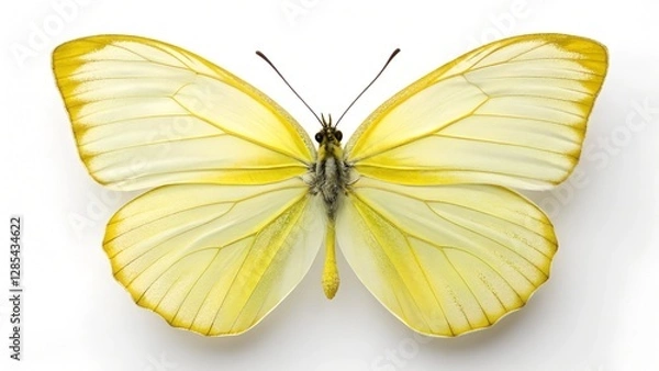 Obraz Lemon Yellow Butterfly: A captivating view of a delicate lemon yellow butterfly with its wings gracefully spread, revealing intricate patterns and textures.