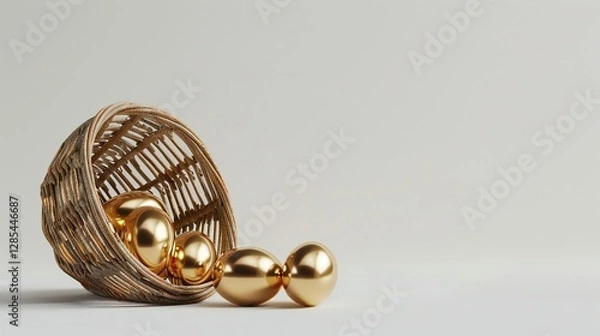 Obraz Golden Eggs in Woven Nest PNG