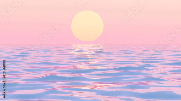 Fototapeta Serene sunset over calm ocean waters with pastel colors reflecting on the surface at twilight