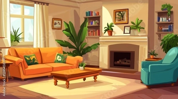 Fototapeta Relaxing Beachfront View From a Modern Villa Living Room With Large Windows and Natural Light During Midday