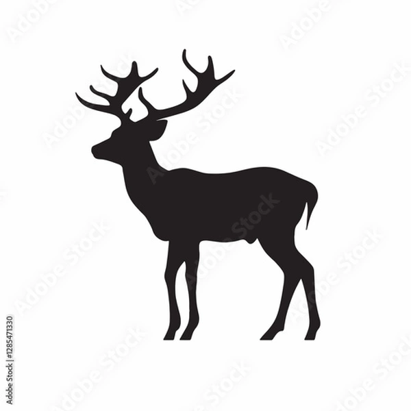Obraz Majestic Deer Silhouette on White Background