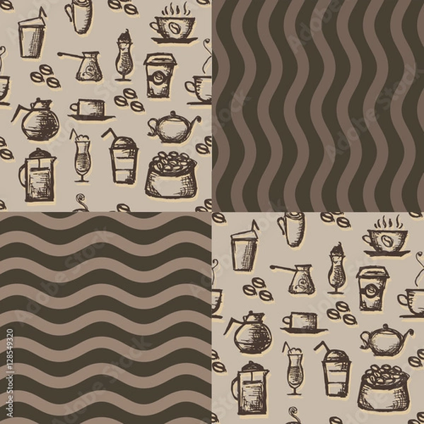 Obraz Vector seamless pattern and seamless pattern of logos for restau