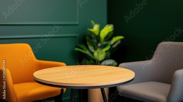 Fototapeta Conference rooms in convention centers Concept, Cozy Small Meeting Room with Warm Lighting and Inviting Furniture for Productive Conversations