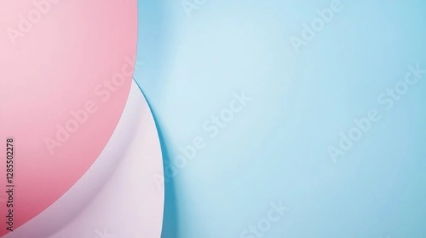 Fototapeta A pastel blue and pink background with soft geometric shapes for an abstract design
