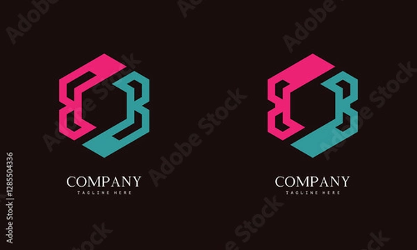Fototapeta Set of hexagon-shaped monogram logo with the initial letter B. Suitable for various businesses.