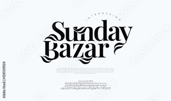 Fototapeta Sunday Bazar premium luxury elegant alphabet letters and numbers. Vintage wedding typography classic serif font decorative vintage retro. creative vector illustration