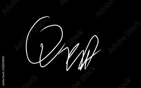 Obraz letter Q signature illustration. Handwritten initial letter and signature Q logo.