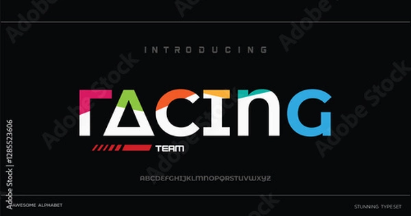 Fototapeta Abstract future alphabet font. Minimal technology typography, Creative urban sport fashion futuristic font and with numbers. vector illustration
