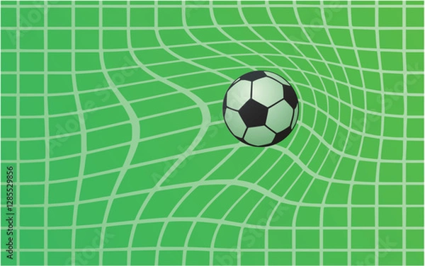 Fototapeta modern vector simple abstract background - soccer goal net with ball, green field,  cover or brochure geometric design template.