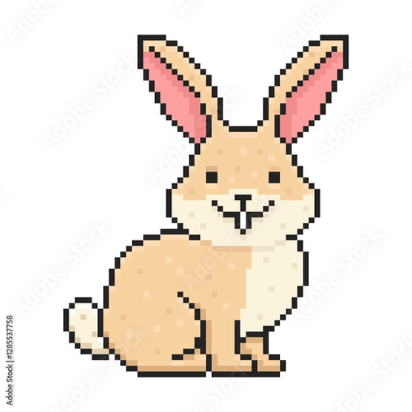 Fototapeta Rabbit in pixel style. Vector illustration.
